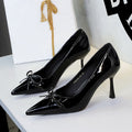Womens Stiletto Pumps With A Pointed Toe And Bow Detail