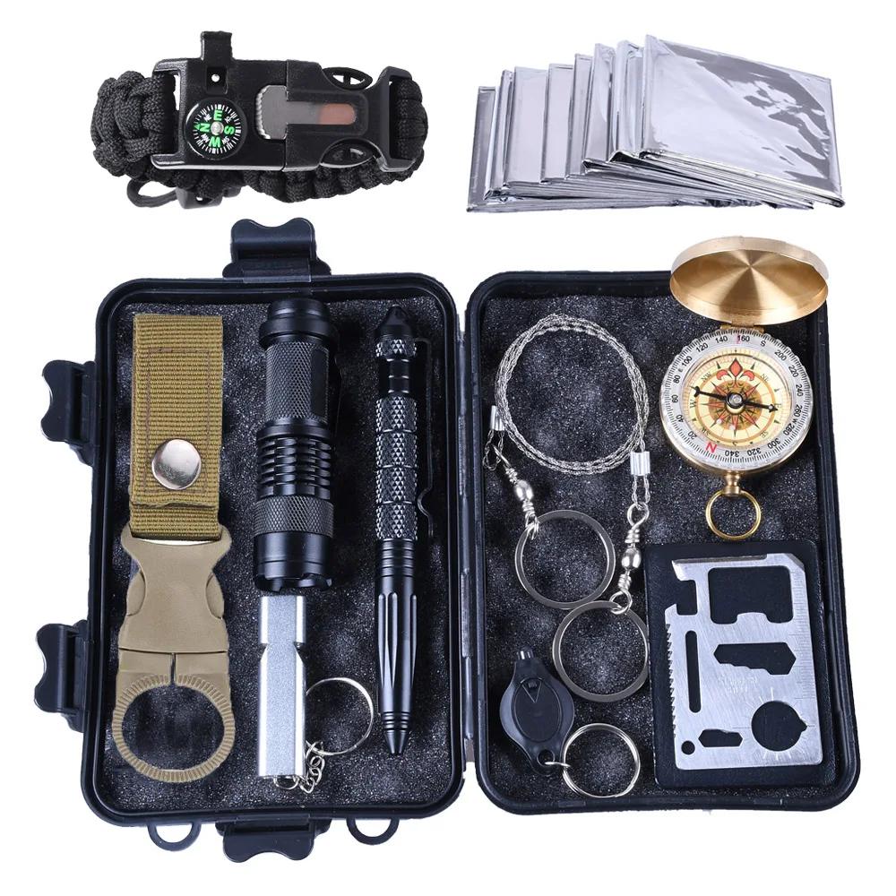 10 In 1 Survival Kit Set Outdoor Camping Equipment Travel Multifunction First Aid SOS EDC Emergency Supplies Survival Tools