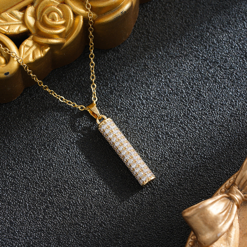 Full-diamond Cylindrical Necklace With A Luxurious Feel