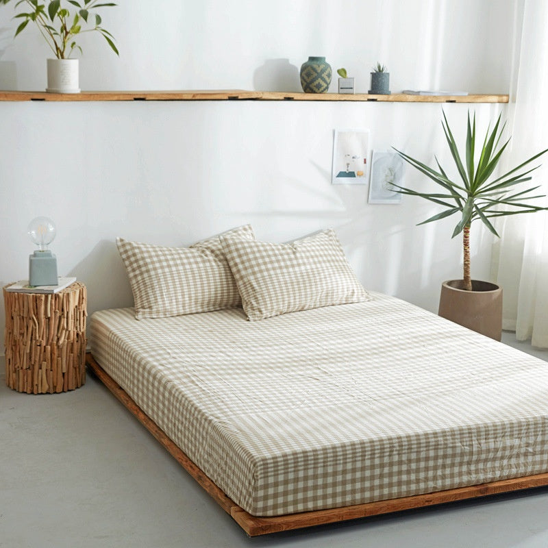Cotton Yarn-Dyed Washed Cotton Fitted Sheet Mattress Protector