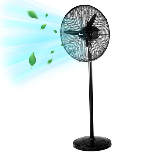 20 Inch Oscillating Pedestal Floor Fan, 5000 CFM High Velocity Standing Fan With BLDC Copper Motor, 4 Speeds Adjustable Height & Tilt Aluminum Blades Metal Industrial Fan For Garage Workshop Comm