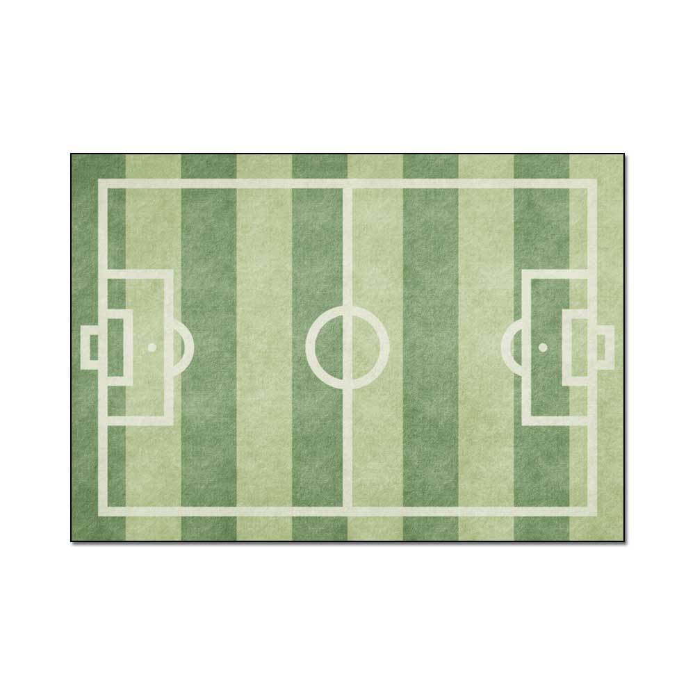 Simple Green Cartoon Soccer Field Rug For Kids Rooms